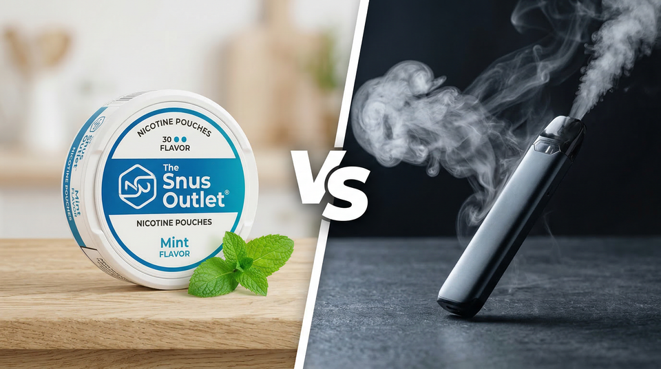 Nicotine pouch can vs vape device split comparison - The Snus Outlet