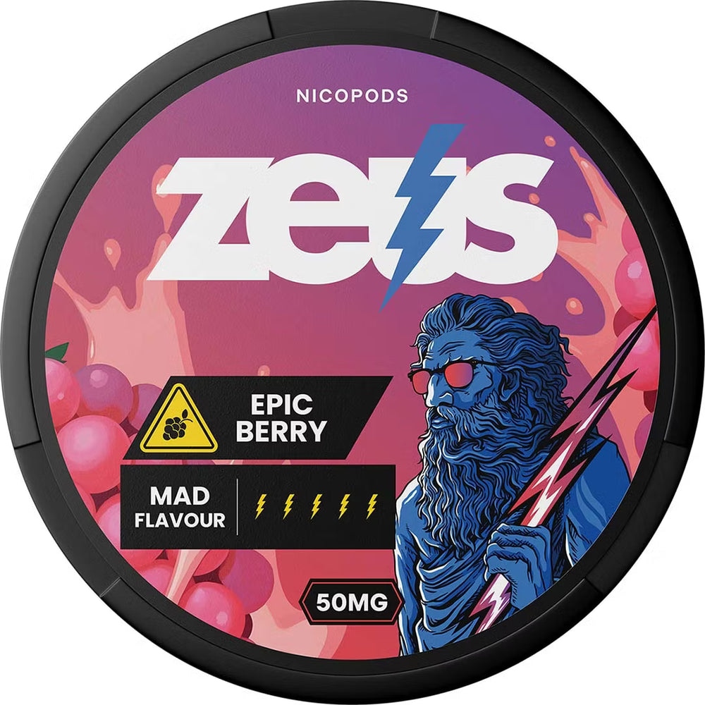 Zeus Epic Berry 50 mg nicotine pouches can